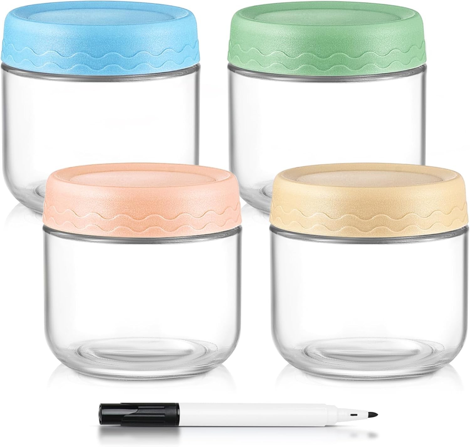 10 Oz Overnight Oats Containers with Lids – 4 Pack Glass Storage Jars