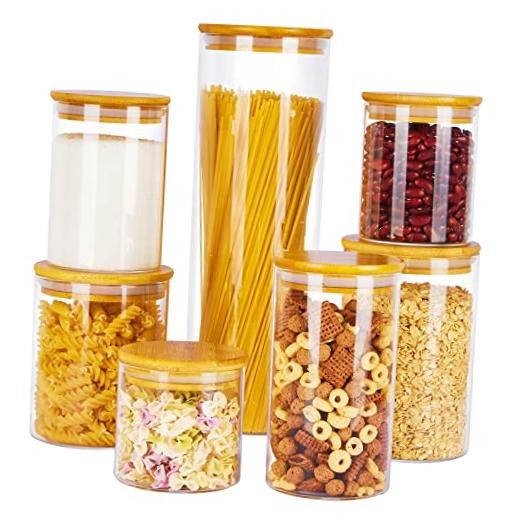 Vtopmart Glass Food Storage Jars, 7 Pack Kitchen 7 Pack (15 oz – 74 oz)