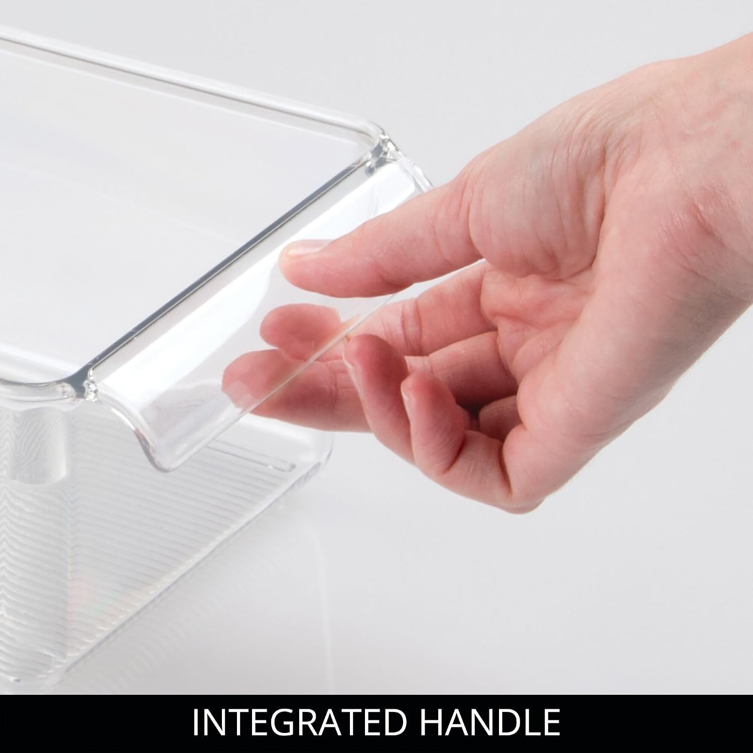 Clear Fridge Storage Bin Set of 4 with Handles Refrigerator Organizer