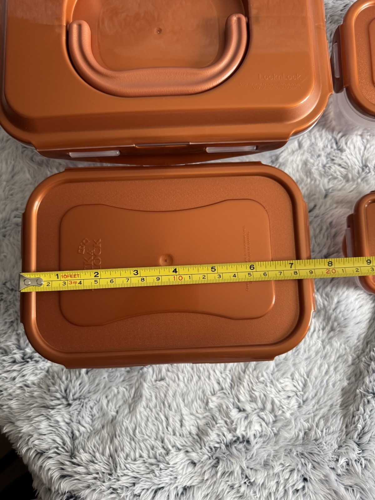 LocknLock 4 Piece Nestable Rectangle Storage Set COPPER largest w/handle – NEW