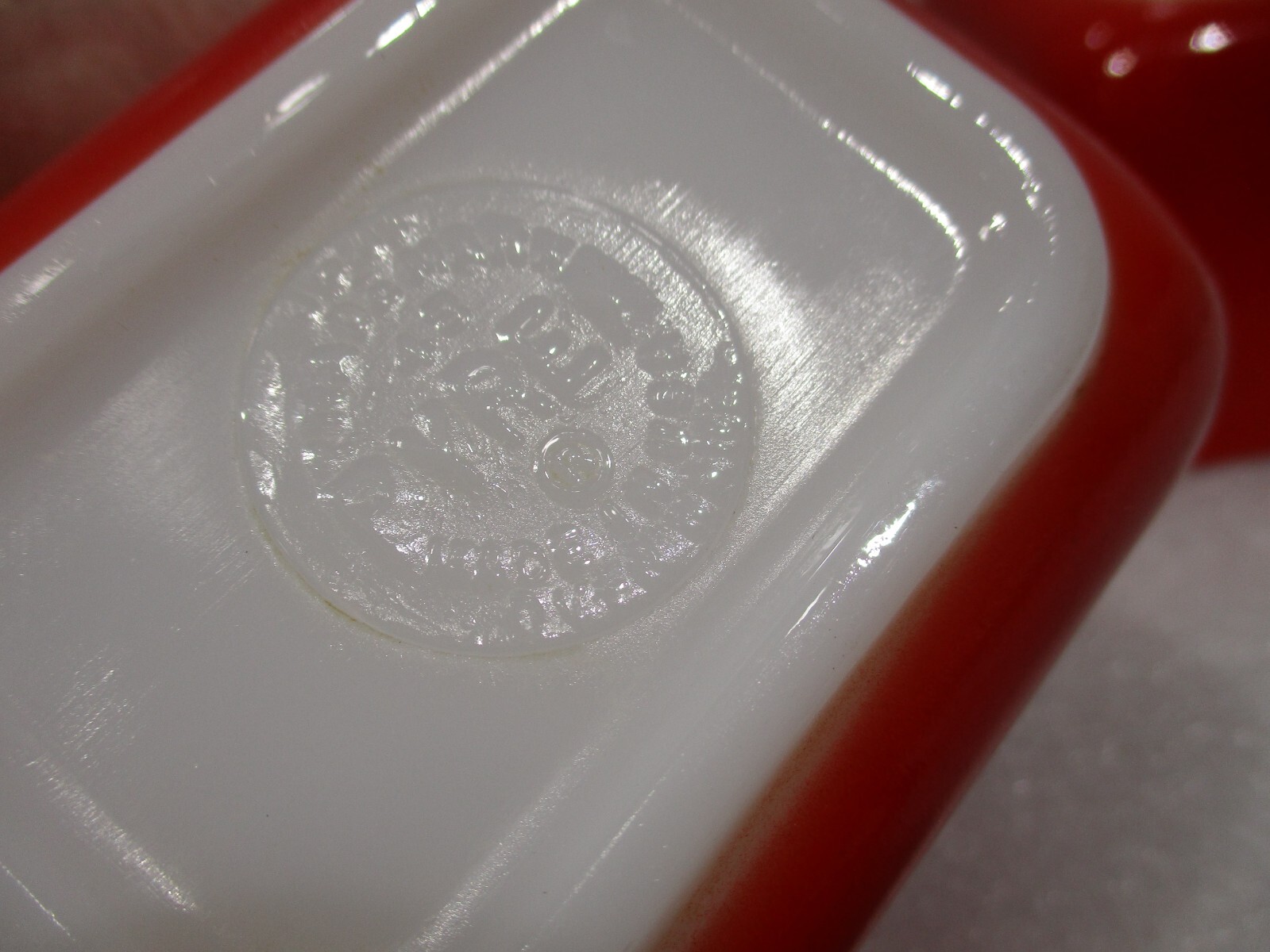 TWO Vintage Pyrex 501-B Fridgie Mini Glass Dish Red 1.5 cup *NO LIDS*