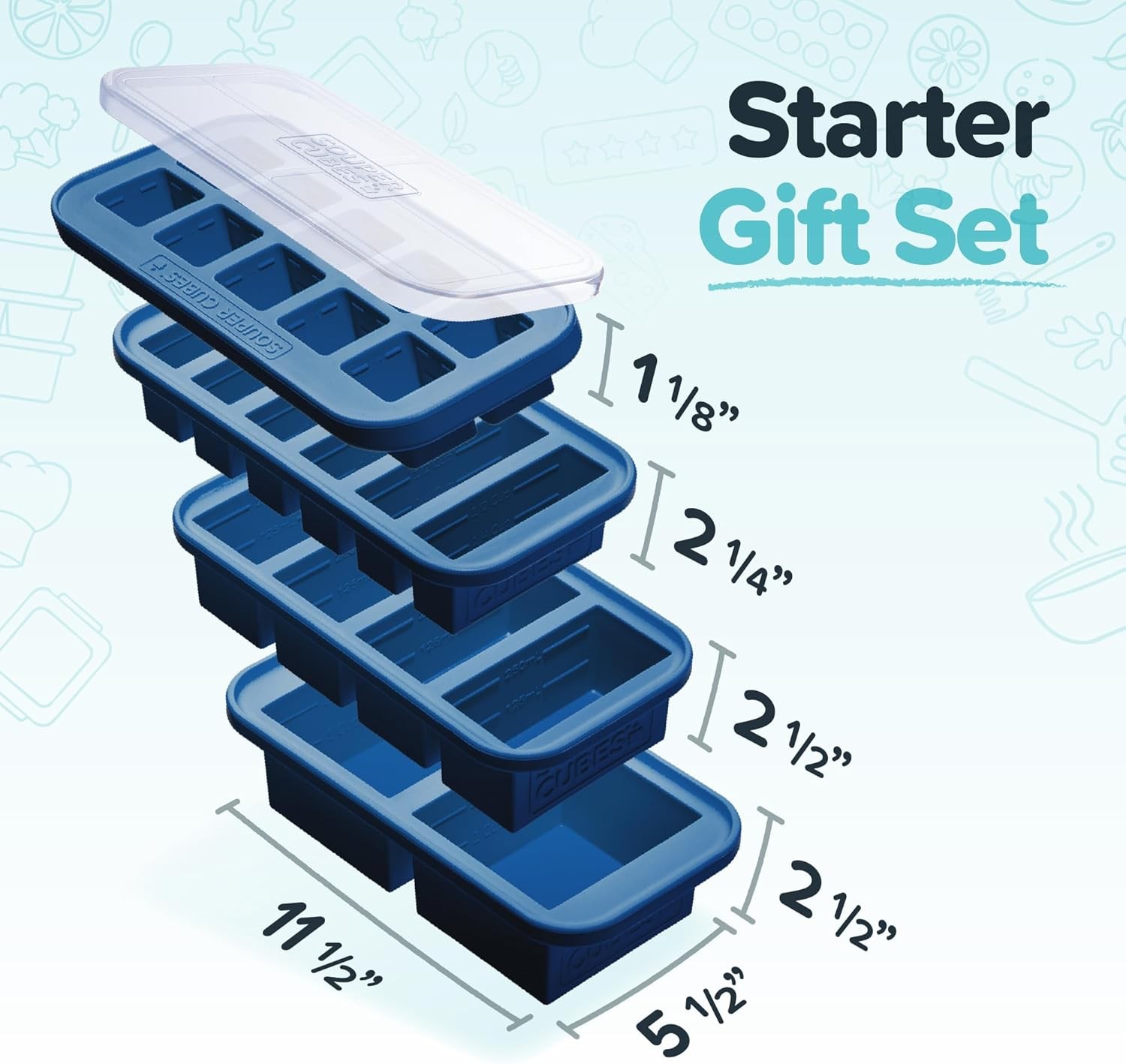 Souper Cubes Silicone Freezer Molds Gift Set- Blueberry