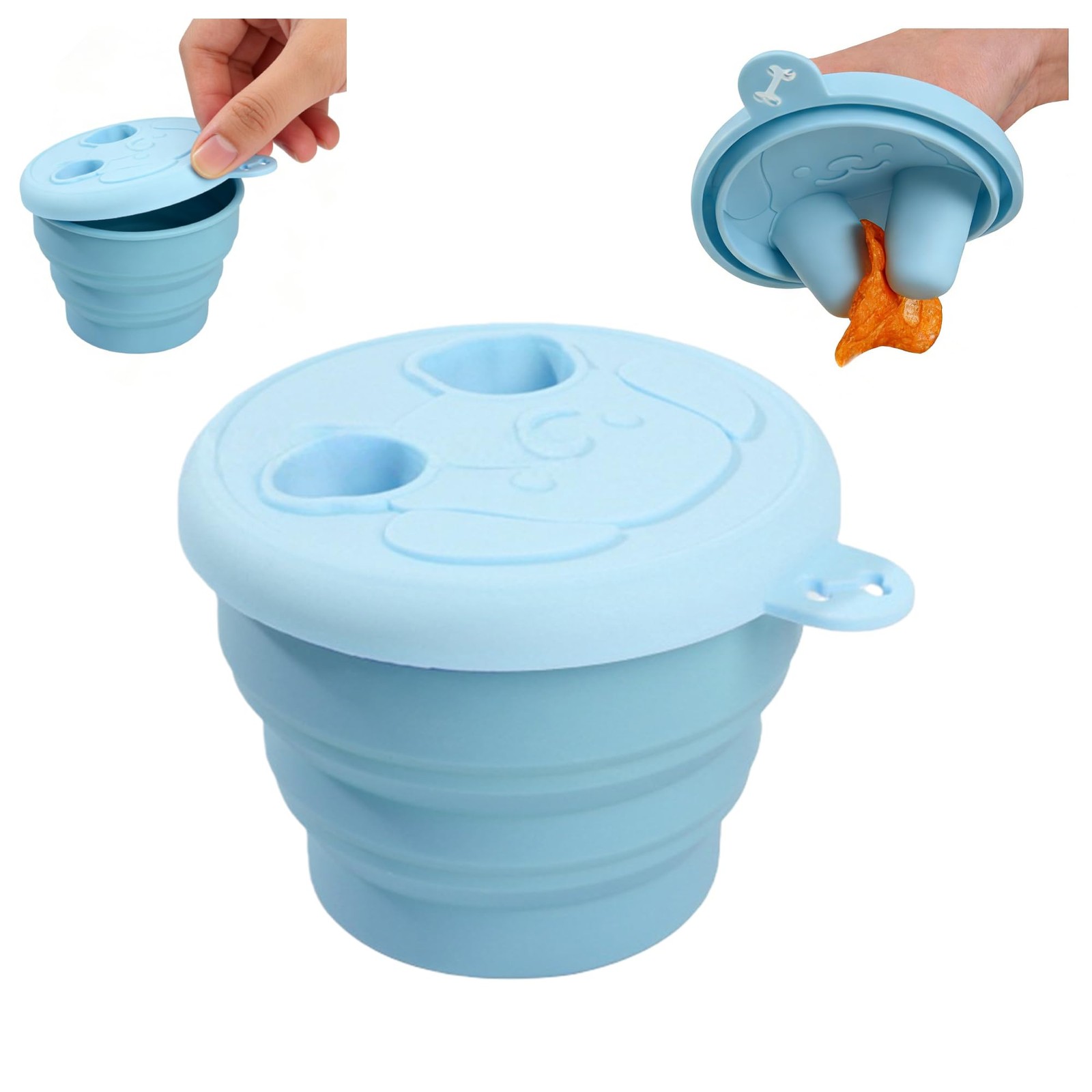 Snack Finger Container, 2-in-1 No-Mess Snack Container with Fingertip Cover P…