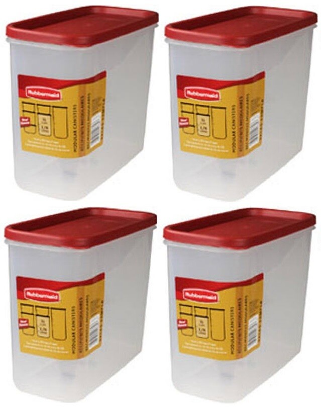 Rubbermaid 1776472 Racer Red 16 Cup Dry Food Storage Containers – Quantity 4