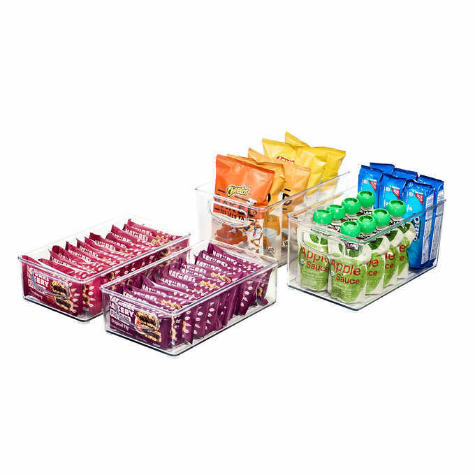 iDESIGN Linus Clear Plastic Fridge and Pantry Kitchen Organizers – Set of 4