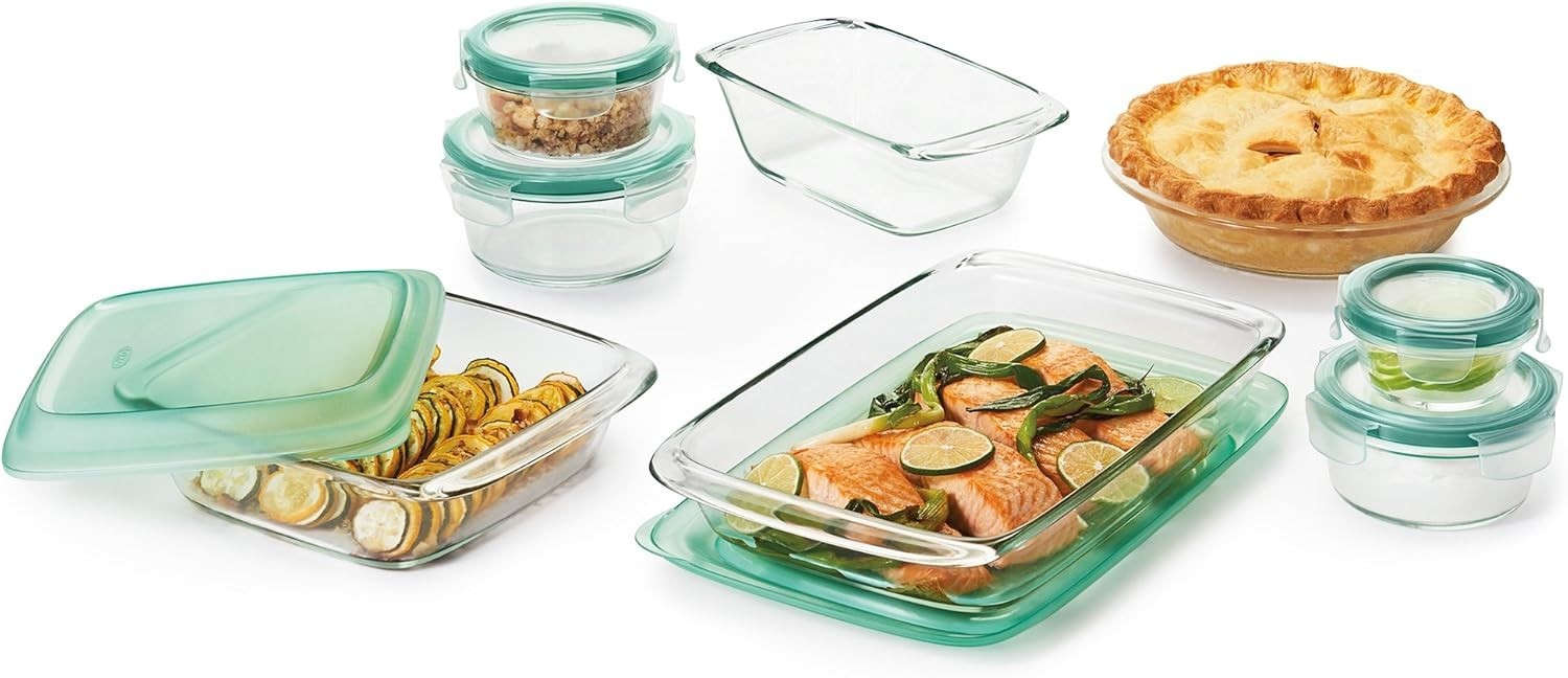 OXO Good Grips 14 Piece Freezer-to-Oven Safe Glass Bake, Serve and Store Set