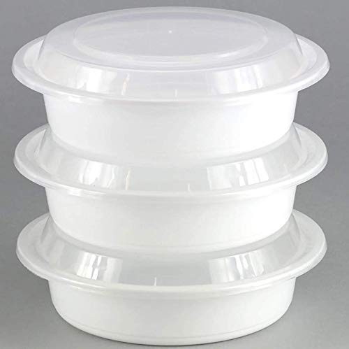 Premium Deep Round White Containers – 9″ Pack of 6 – Stackable & Leak-Proof D…