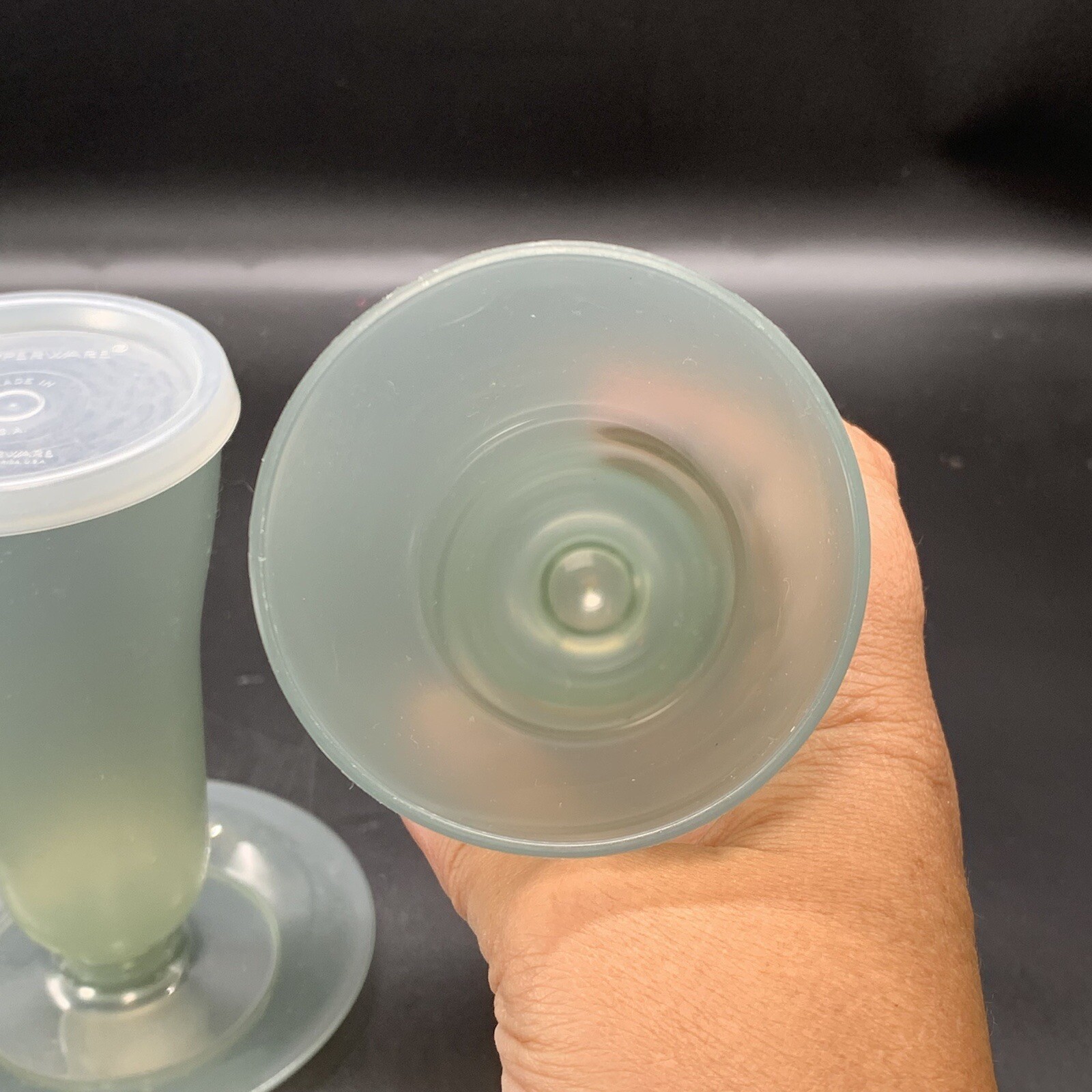 2 Tupperware Gray Dessert Parfait Cups With Lids Pudding Jello Vintage Snack