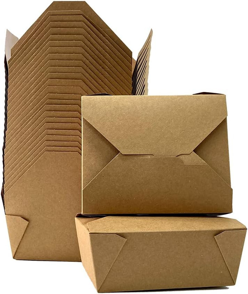 48 Oz Kraft Brown Take Out Food Containers – (50 Pack) Leak and Grease Resistant