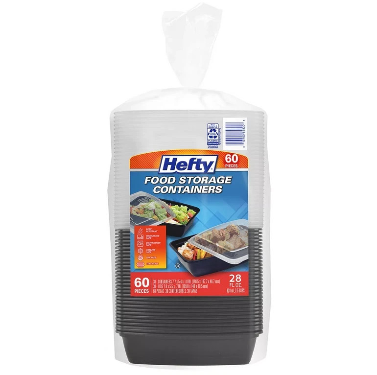 Hefty Food Storage Containers with Lids 28 oz., 60 pc.