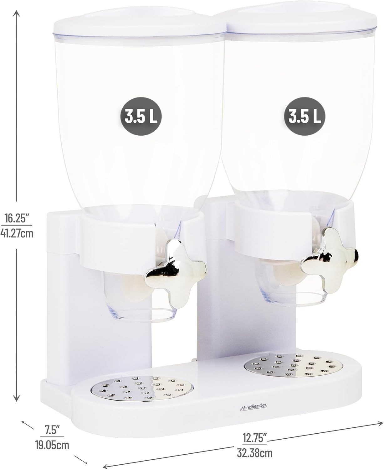 Double Dry Food Dispenser 2 x 3.5L Countertop Containers Cereal Granola Candy