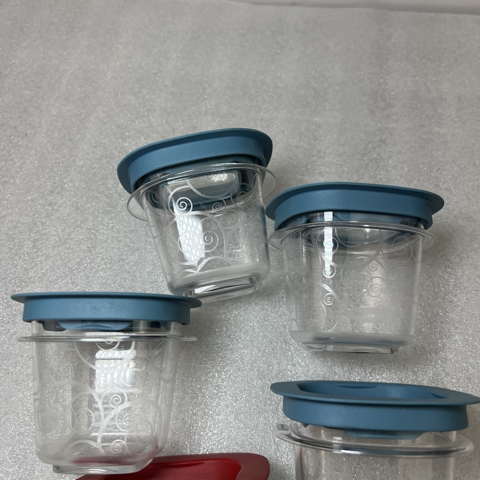 5 RUBBERMAID 4oz Premier Food Snacks Storage Containers & Lids Window Swirl