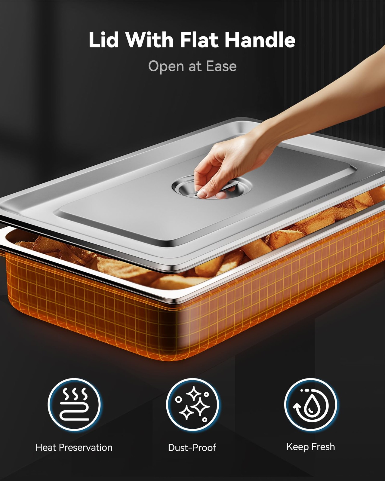 4 Pack Hotel Pans with Lids, 1/1 Full Size 4″ Deep Steam Table Pan, 19 Gauge …