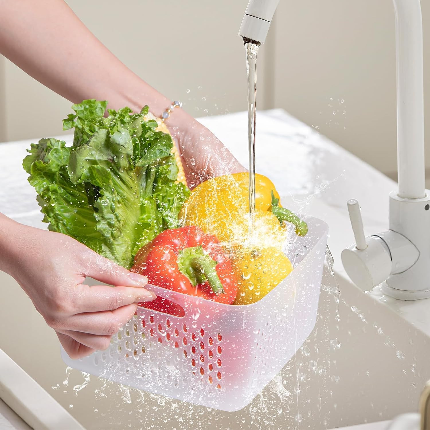 6-Piece Fruit Storage Containers for Fridge with Lids — Bpa-Free Produce & Salad