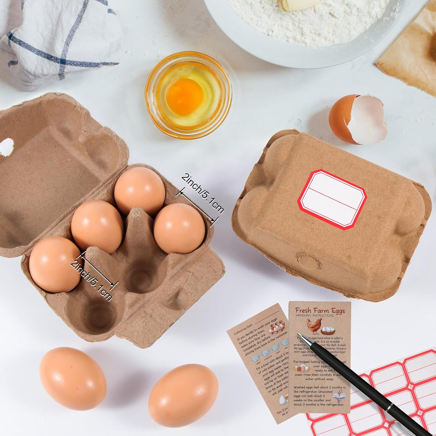 40 Pack Half Dozen Egg Cartons Bulk 6 Count, Empty Natural Paper Pulp Egg Car…