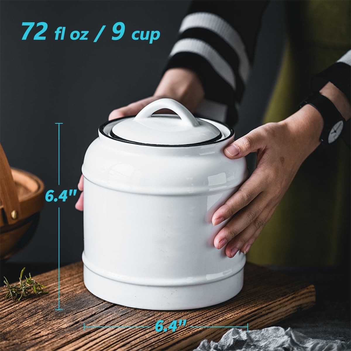 9cup/72oz Ceramic Jar for Dry Food Storage Containers, Airtight Cookie Jar with
