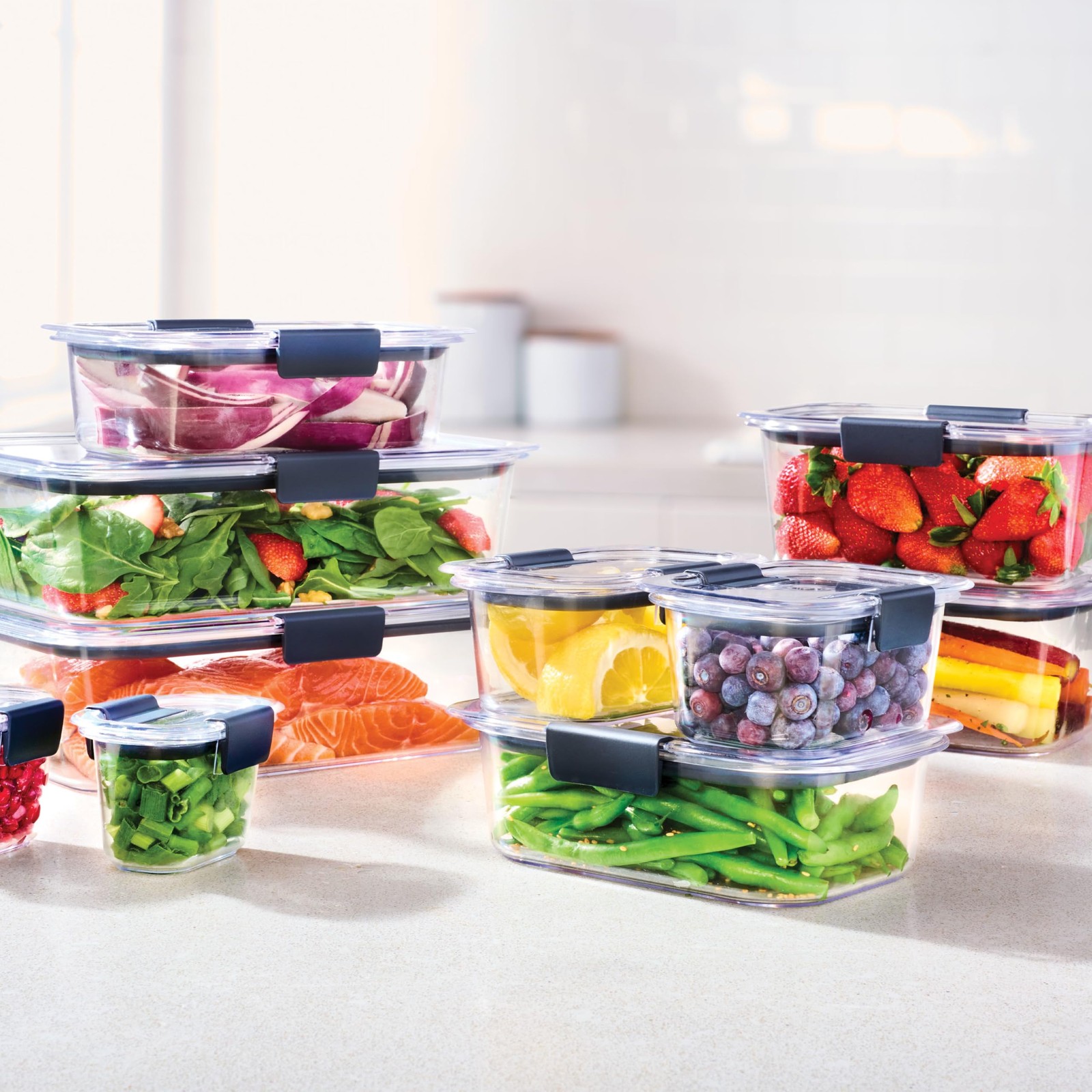 Airtight Food Storage Containers Set Of 4 4.7 Cup Bpa Free Clear Grey Space S…