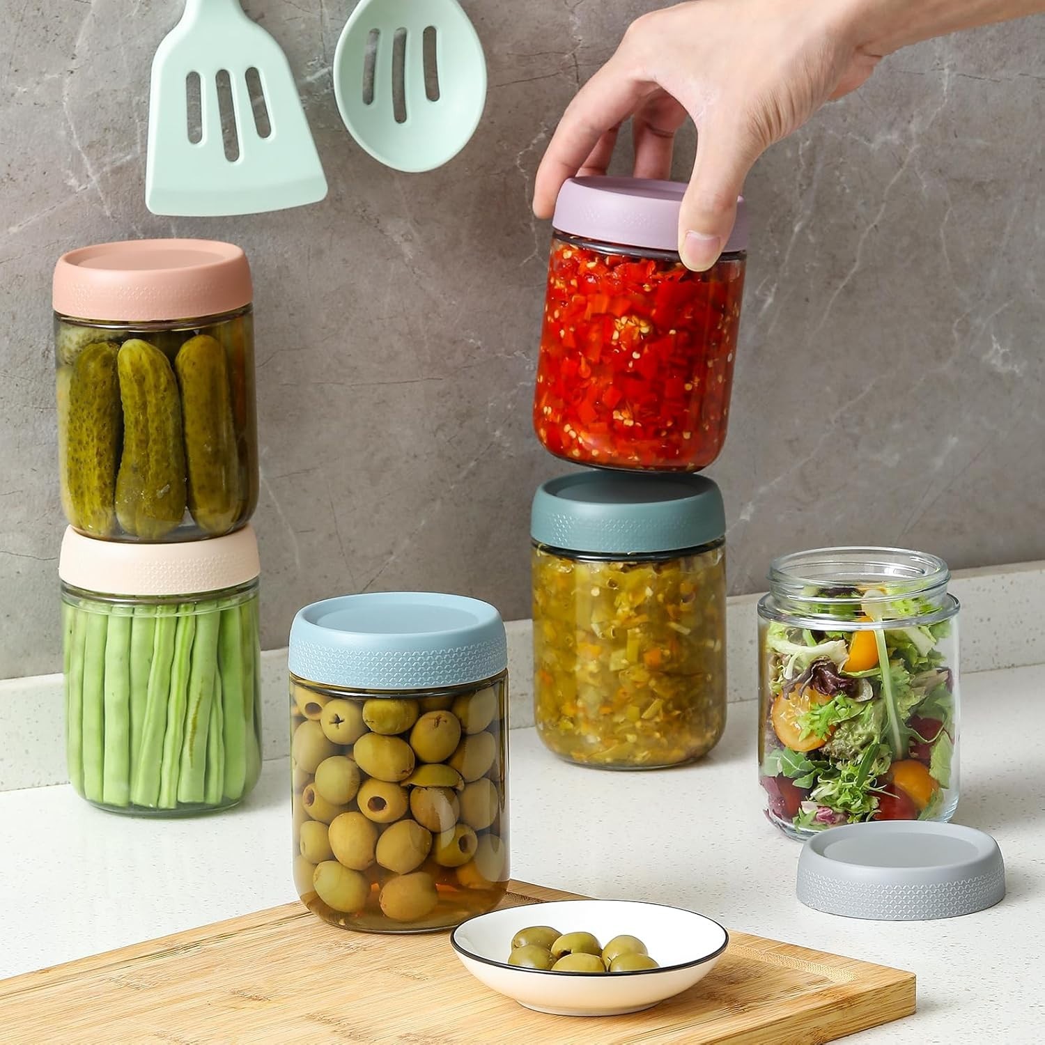 Elegant Glass Storage Jars – 16 oz Airtight Containers for Kitchen Freshness