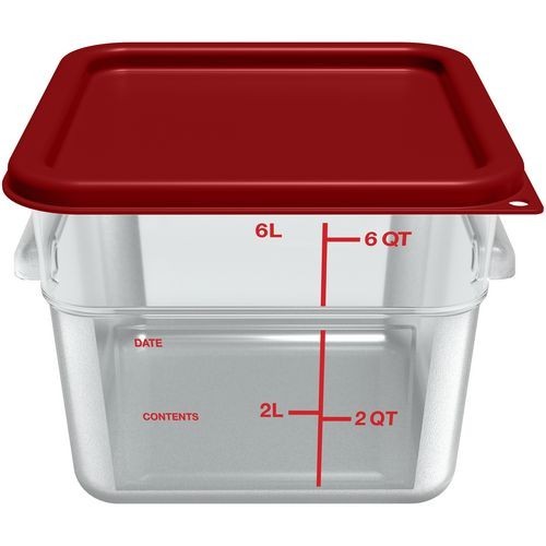 Squares Polycarbonate Food Storage Container, 6 qt, 8.75 x 8.75 x 7.31, Plastic