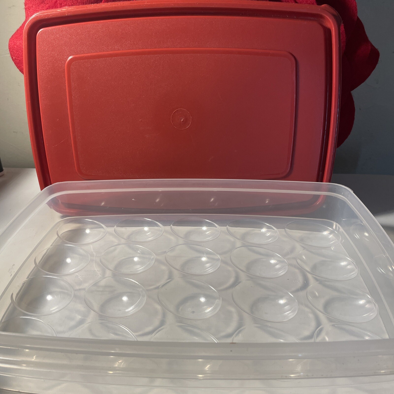 Rubbermaid Deviled Egg Keeper Tray Food Storage Container Hold 20 Jumbo Eggs Red
