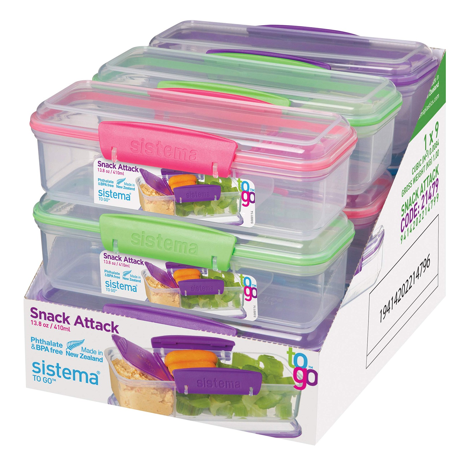 Sistema Snack Attack To Go Split Food Storage Container For Snacks And Dips 1…