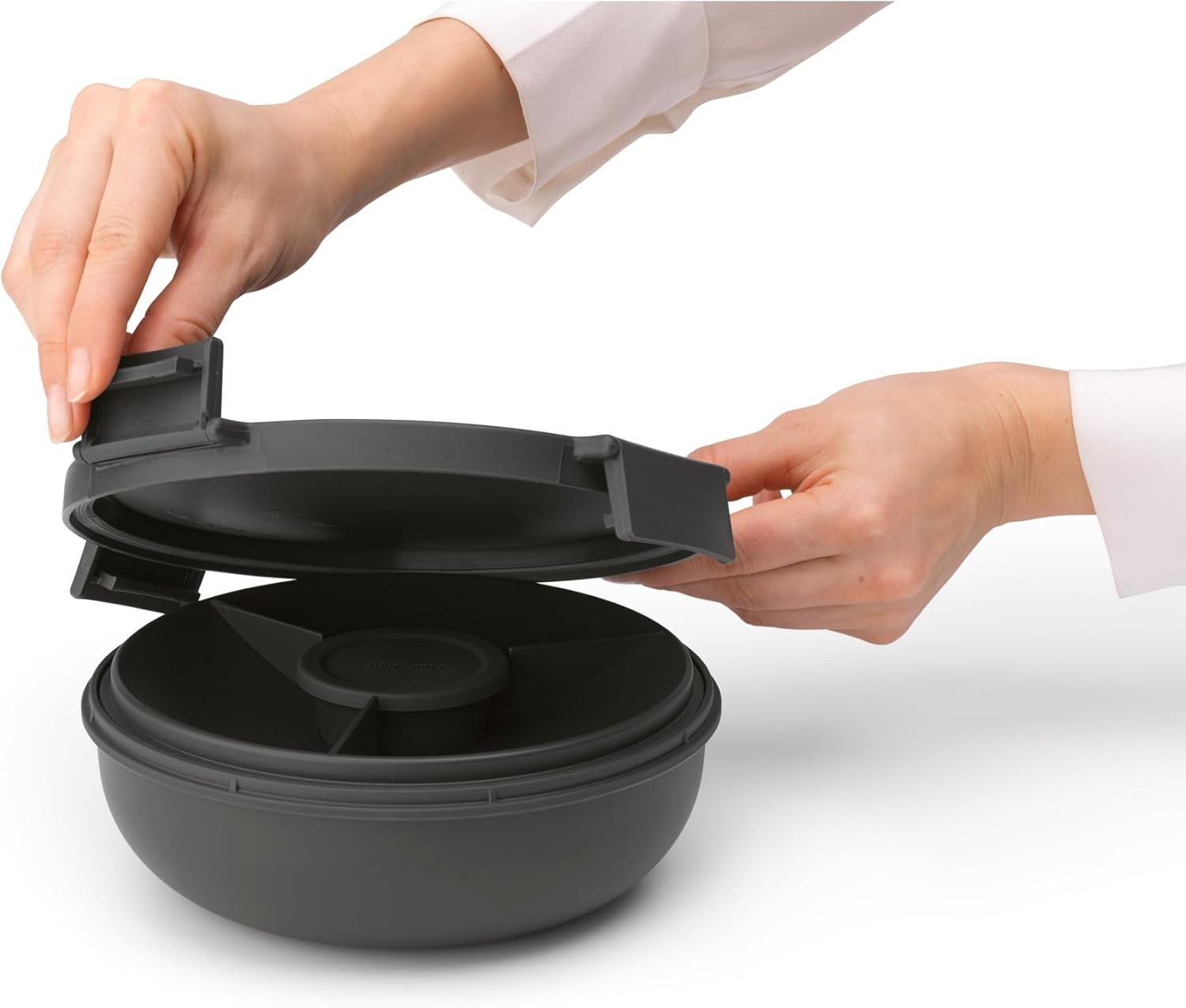 Make & Take Salad Bowl W/ Removable Tray Toppings & Dressings Dark Gray 100%