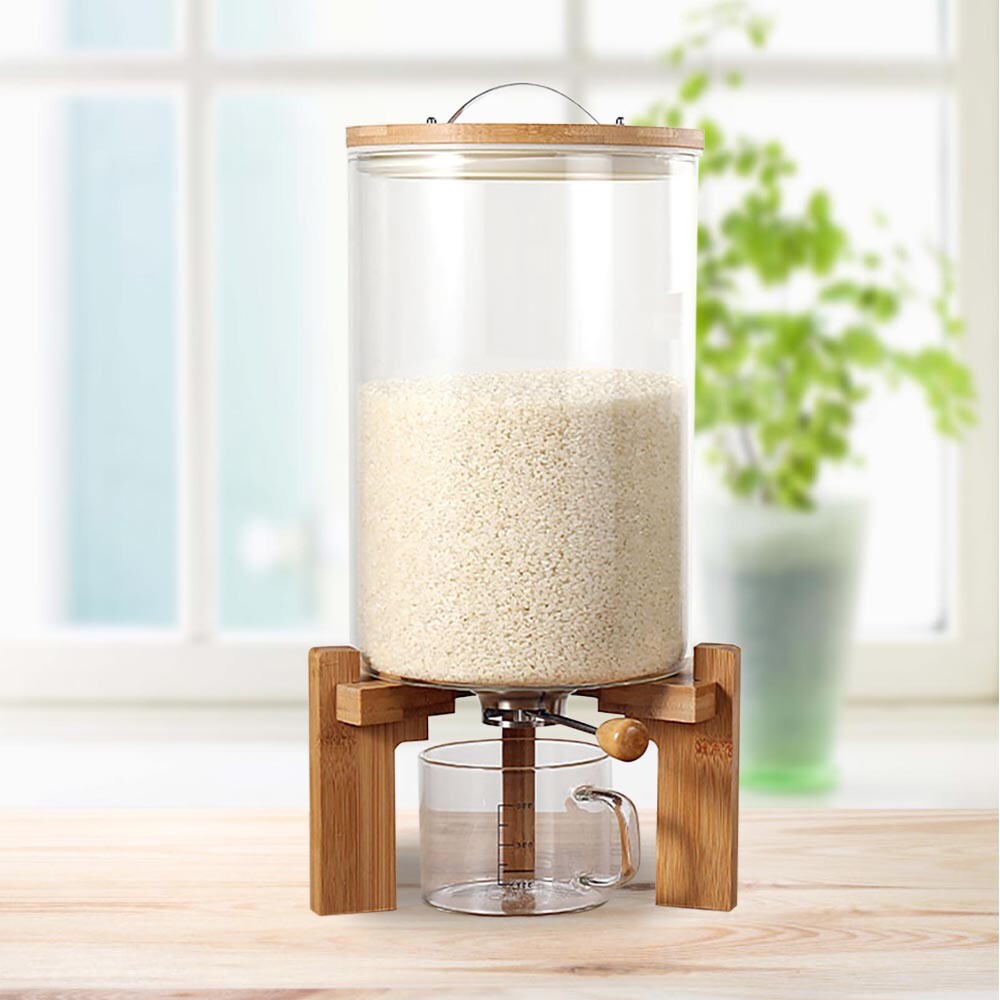 7.5L Rice Dispenser Airtight Storage Container Dry Food Storage W/ Cup Kitchen