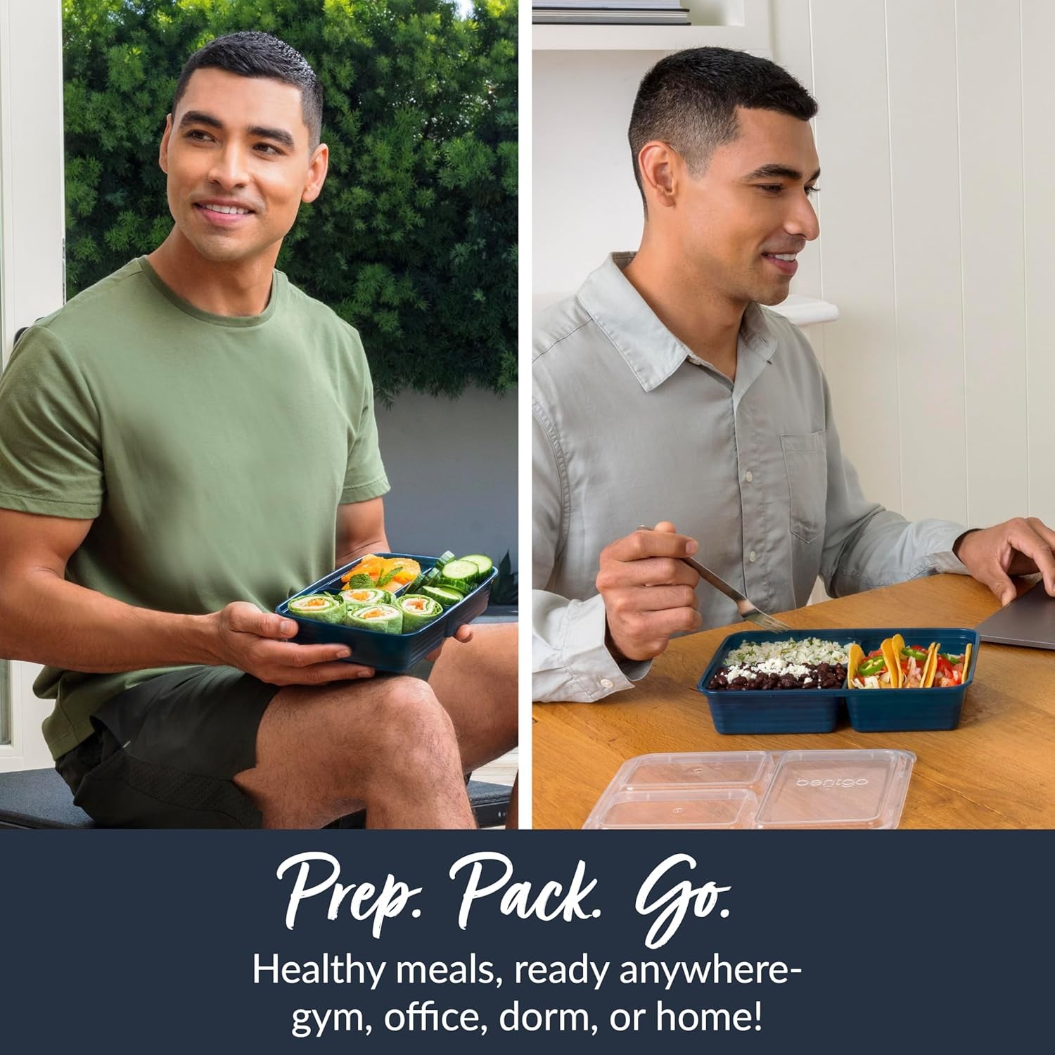 20-Pack 3-Compartment Meal Prep Containers with Lids, BPA Free, Microwave Safe