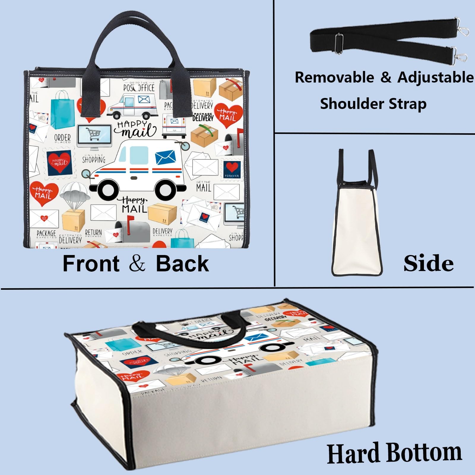 Wzmpa Mail Carrier Tote Bag Postal Worker Gift Deliveryman Reusable Grocery Bag