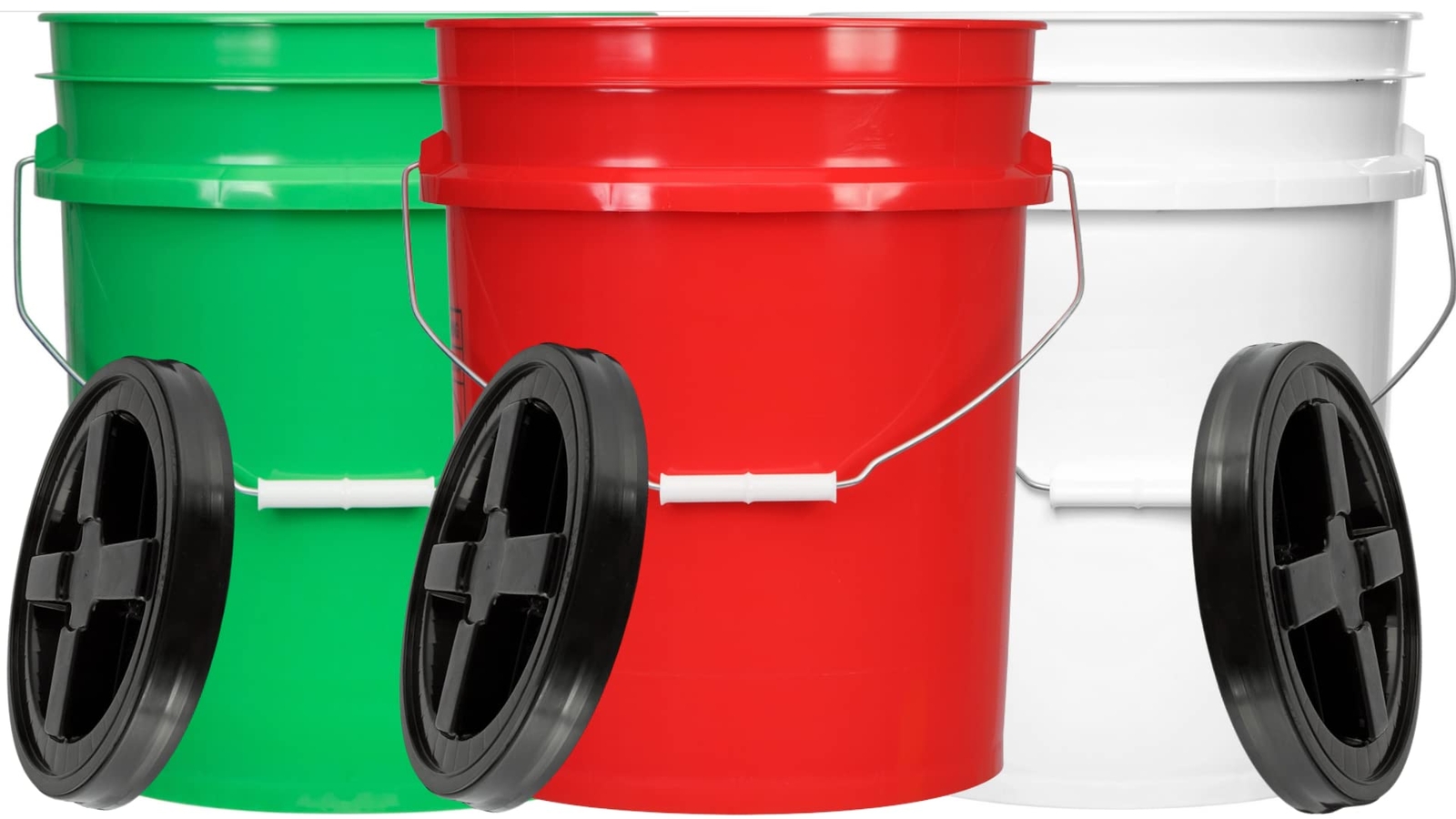 5 Gallon Food Grade Plastic Bucket with Screw on Air Tight lid( Pack of 3)