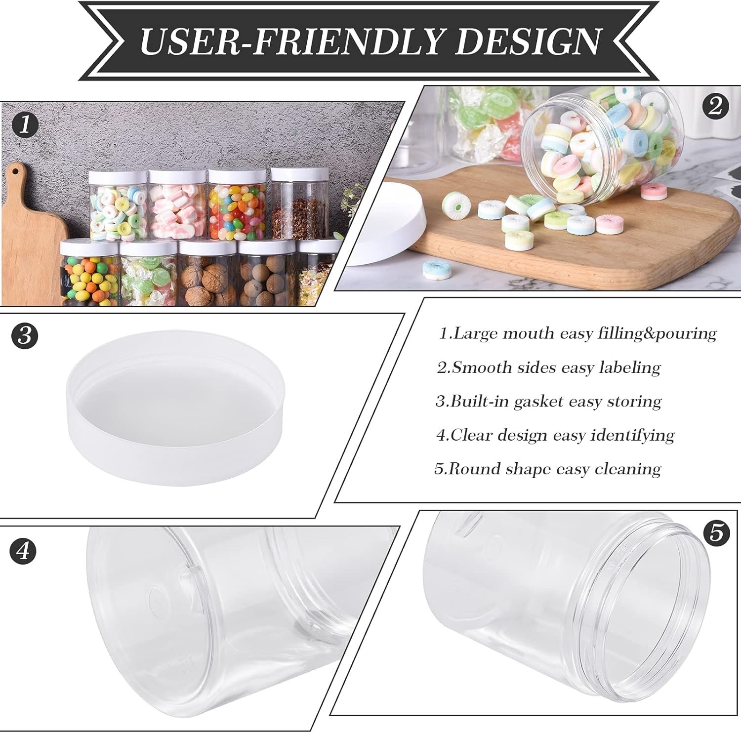 8oz Plastic Storage Jars with Lids – 30 Pack, Food, Body Butter & Cake Use