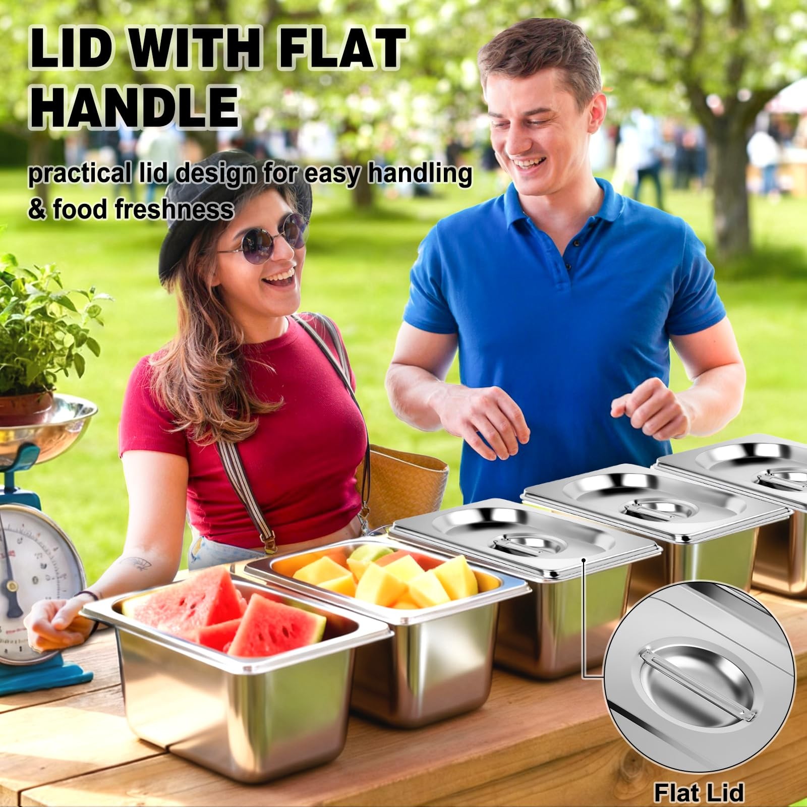 6 PCS 1/9 Size Hotel Pan Lids 4 Inch Deep Steam Table 5.3×2.7 In Stainless