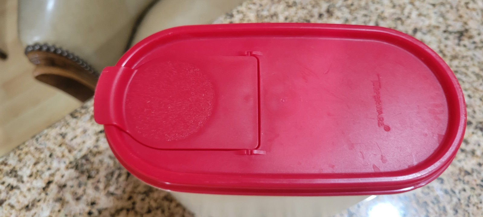Tupperware Vintage Modular Mates #3 Oval Container Red Pour Spout 7.25 Cups