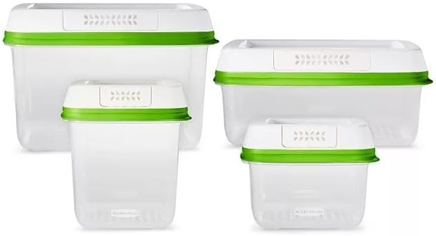 FreshWorks Produce Saver Medium & Large Storage Containers W/ Lids 8-Piece Set