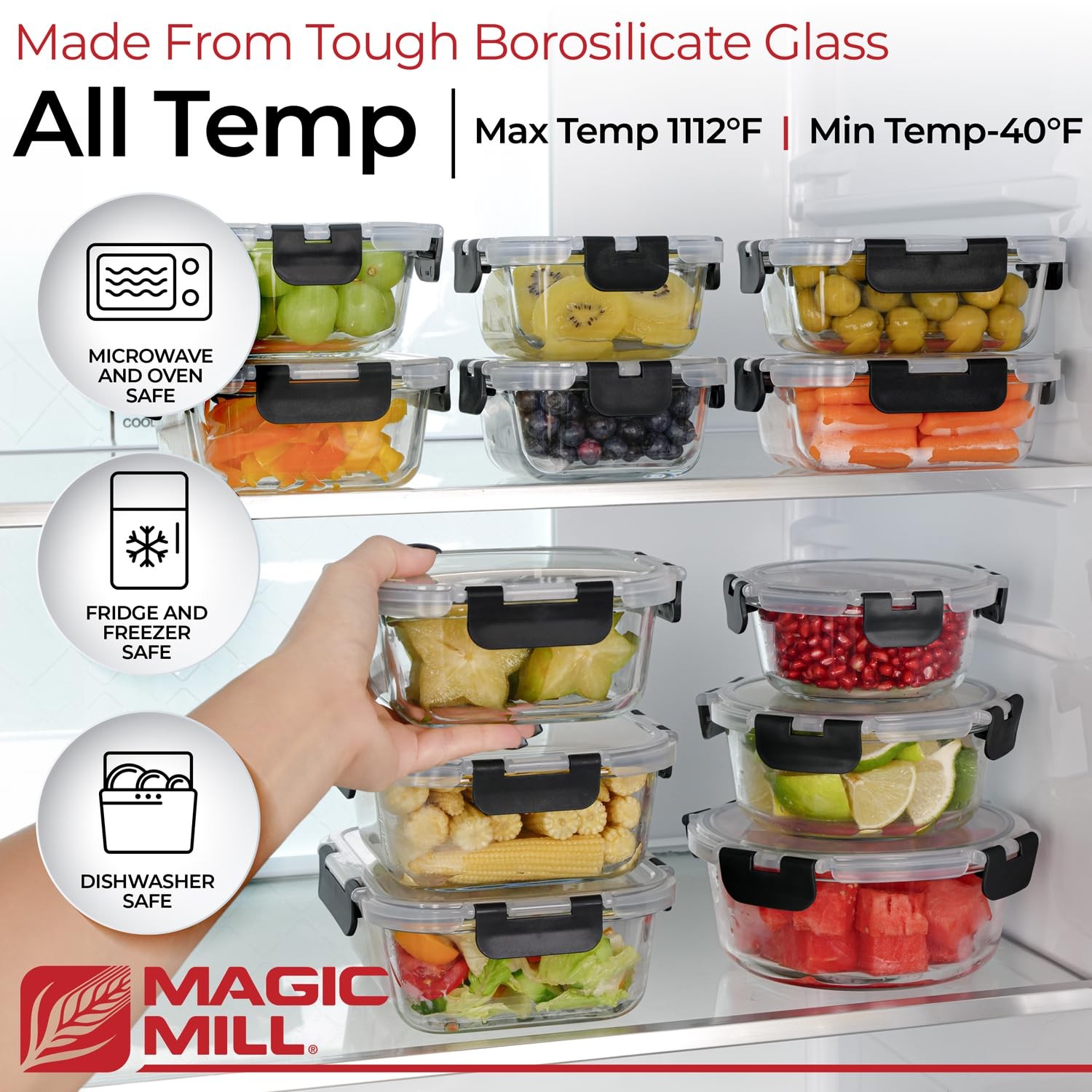 Premium Borosilicate Glass Food Storage Containers with lids Set | 24pc Sets …