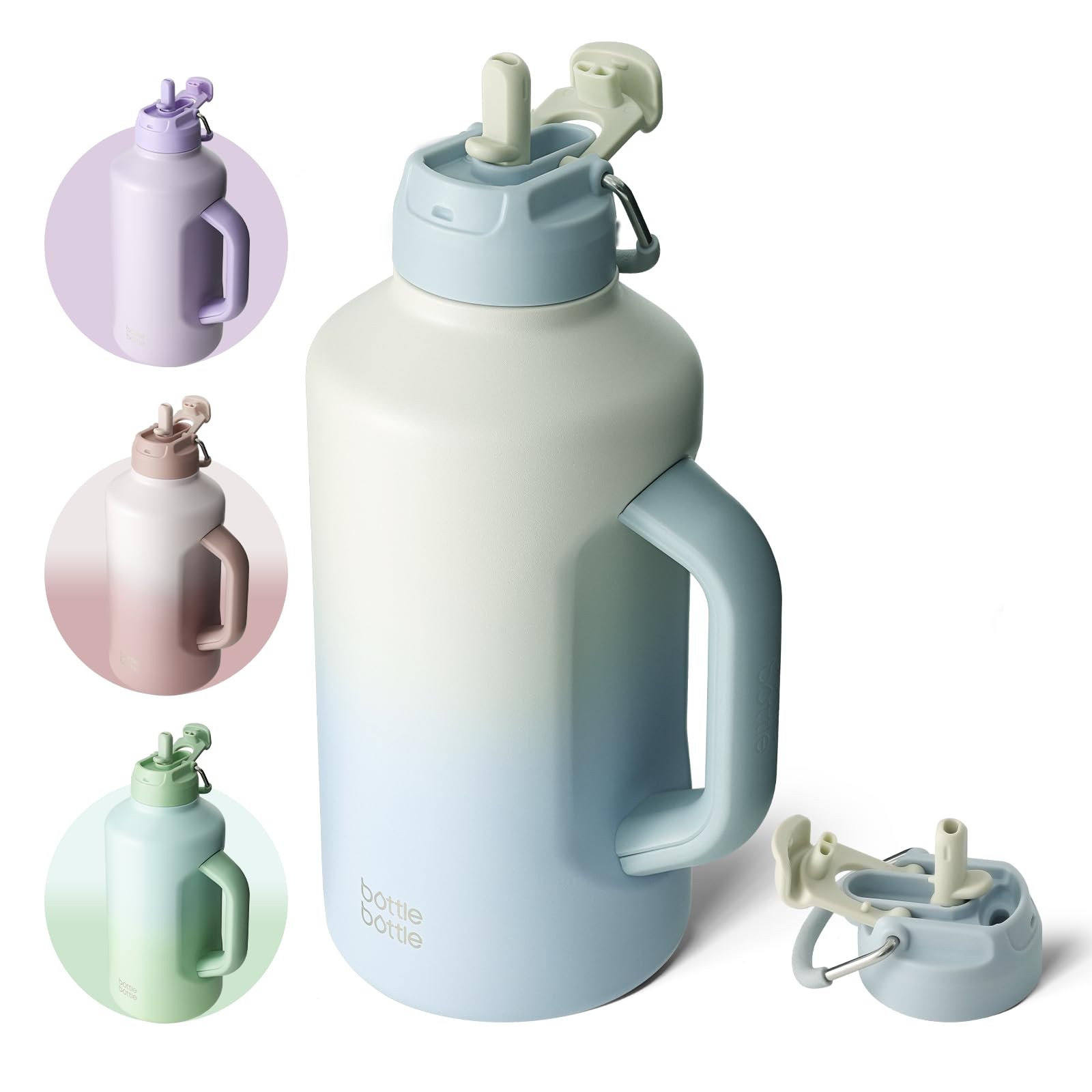 Bottle Bottle Insulated Water Bottle 64 Oz Straw And Dual-Use Lid Stainless