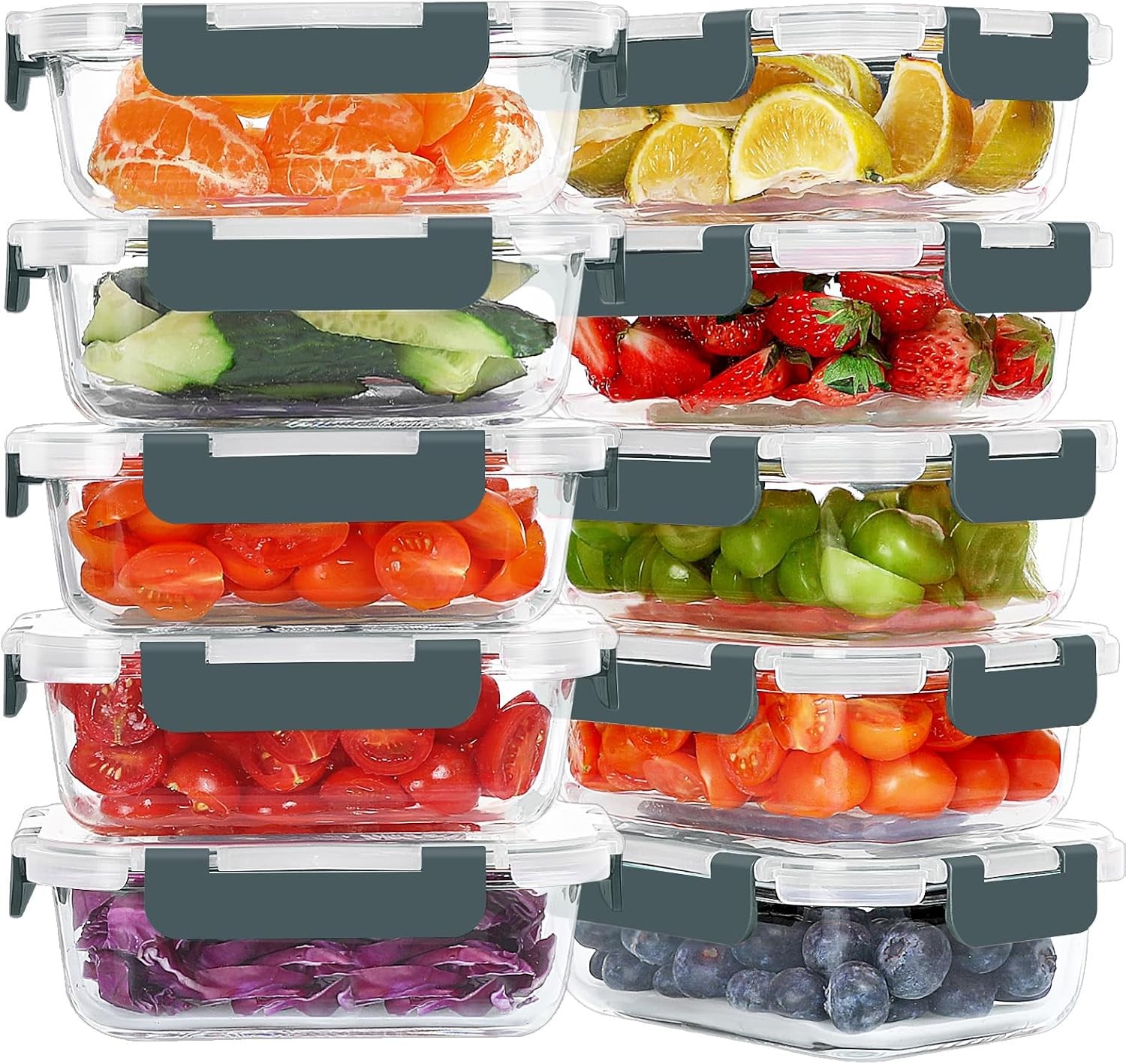 10 Packs 22 oz Glass Meal Prep Containers Glass Food Storage Containers W/ Lids