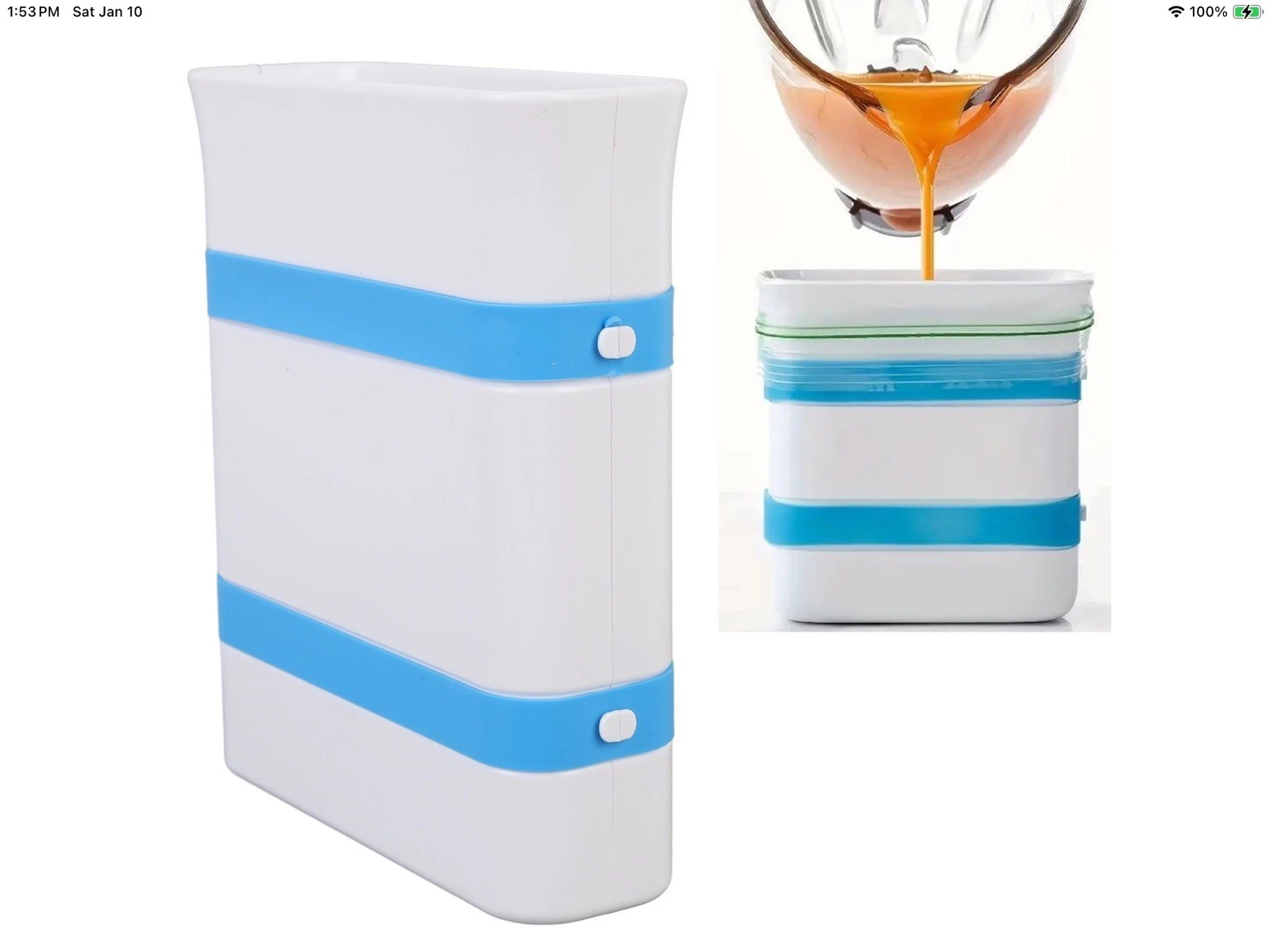 FreezeUp Freezer Food Block Maker, 2 Cup, 2-Pack, Meal Prep Bag Container