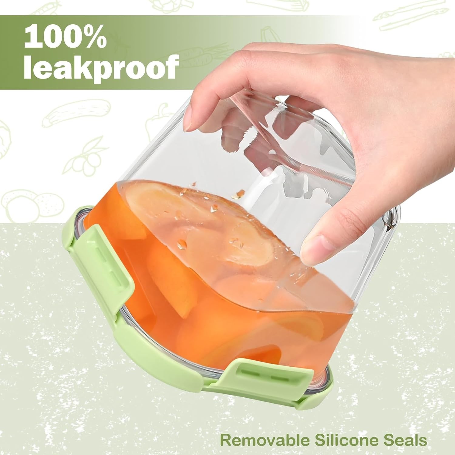 Glass Soup Container W/ Lid 4 Cup 32 oz Glass Storage Tall Borosilicate