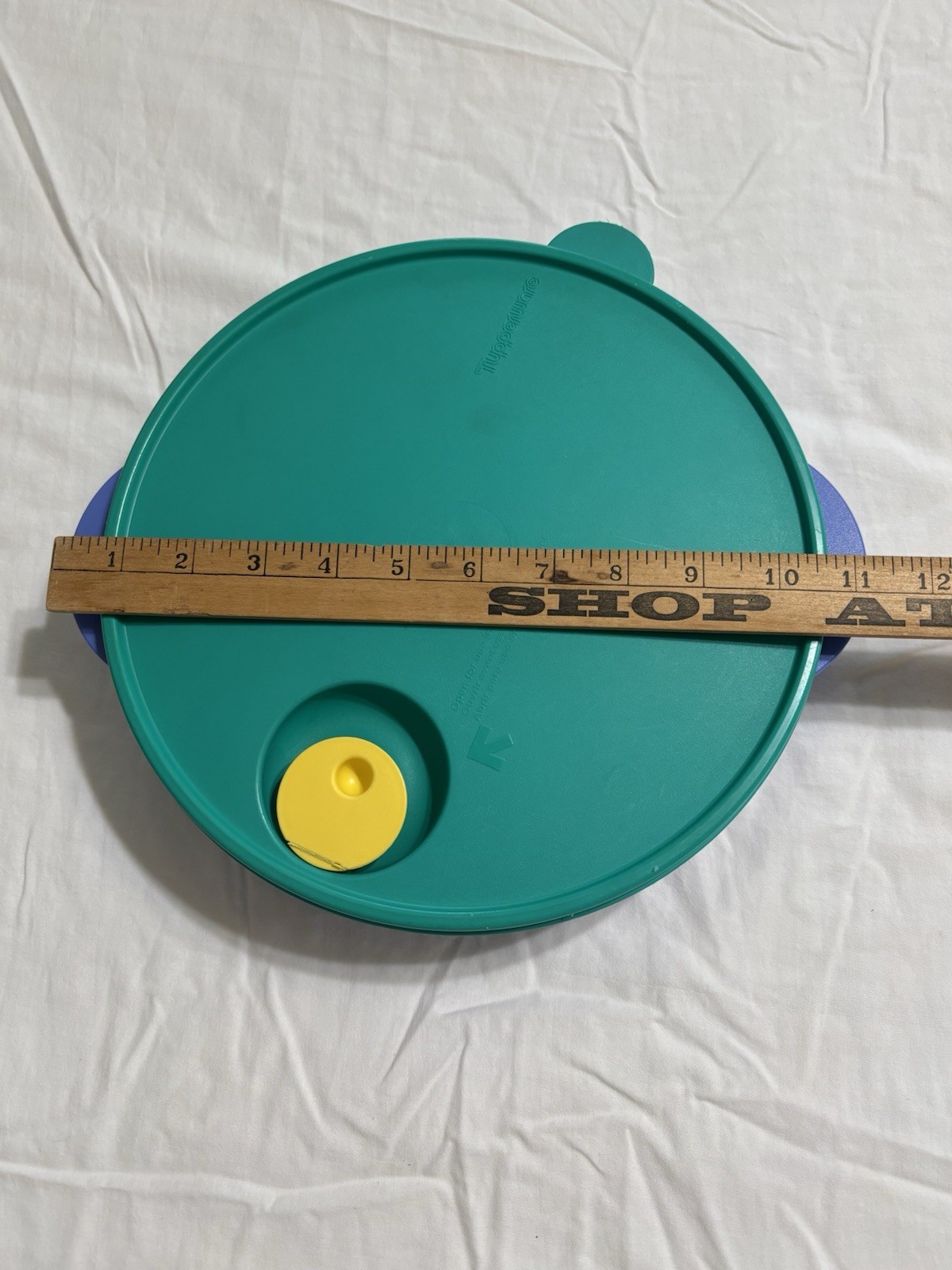Tupperware Round Divided Food Storage Container Snap Lid Plastic Blue/Green