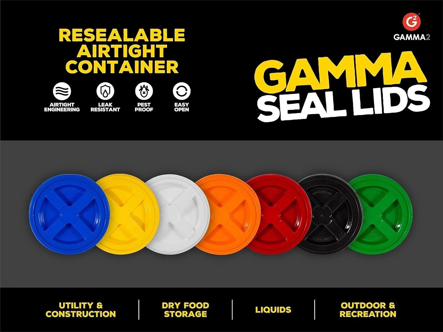 Gamma Seal Lid – Fits 3.5, 5, 6 & 7 Gallon Buckets, Durable & Recyclable
