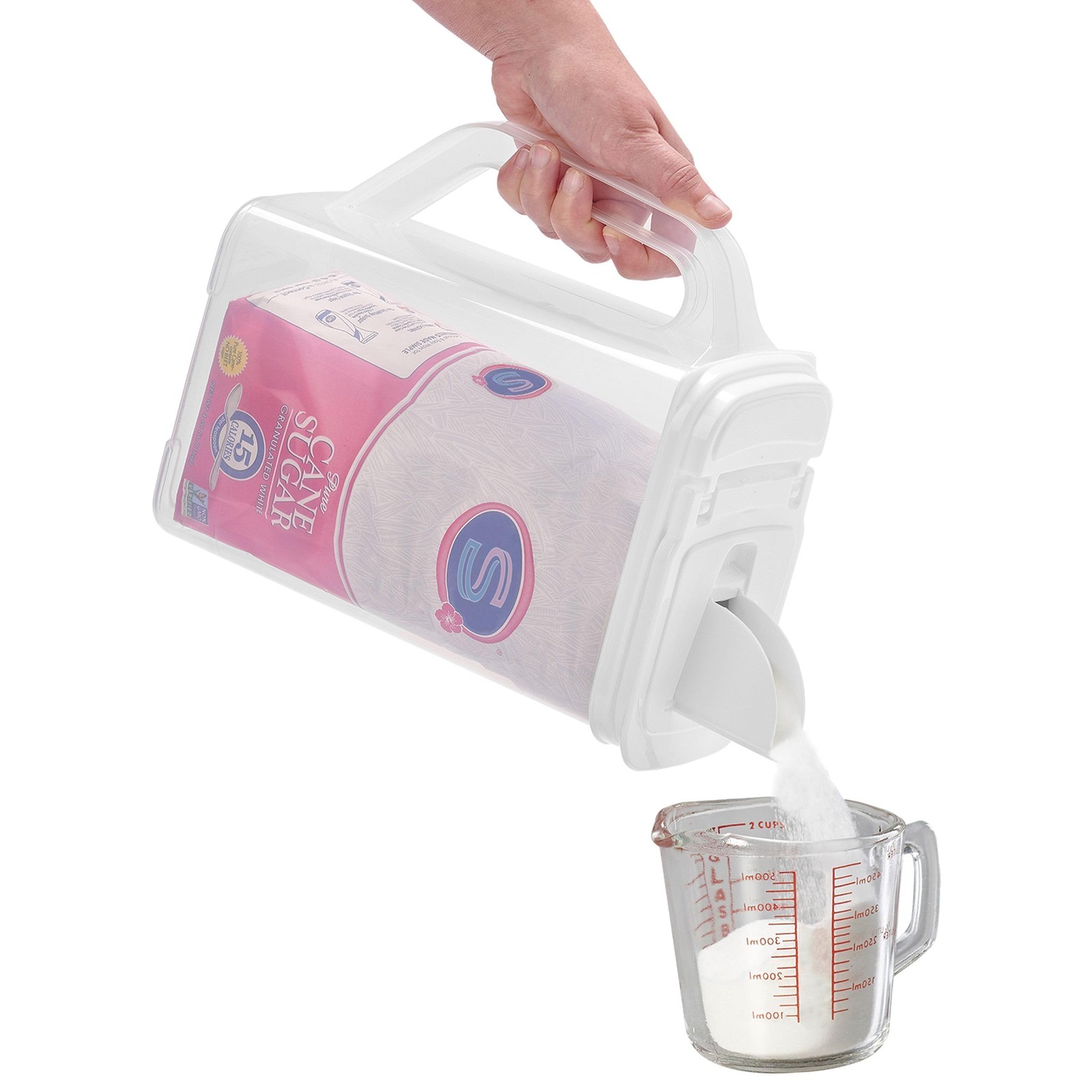 Buddeez Kitchen Pantry Container – Easy Grip Handle for Mess 4 QT, White Lid