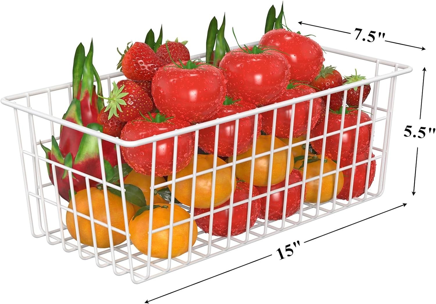 Freezer Organizer Bins 5 Pcs – Sturdy White Metal Baskets, 570 Cu In Capacity