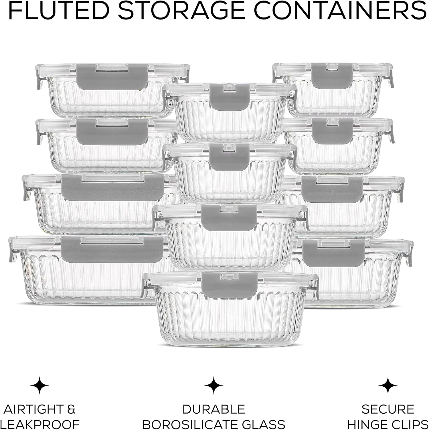 JoyJolt 24pc Borosilicate Glass Storage Containers with Lids | 12 Airtight/Freez