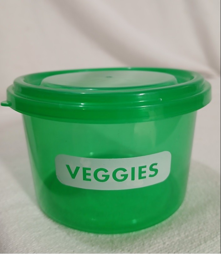 Small Clear Green Round Veggies Storage Container with Lid By Ontel Products