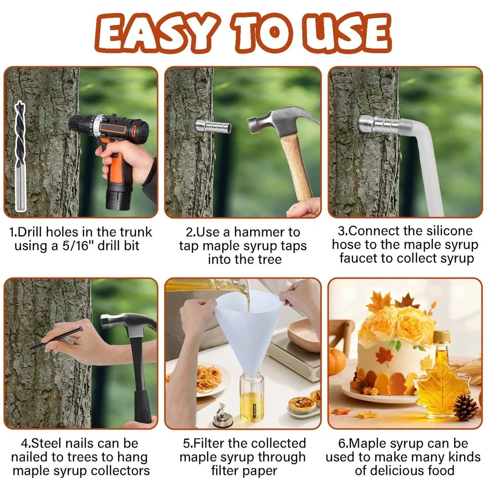 19PCS Upgraded Maple Syrup Tapping Kit Include 4 Stainless Steel Maple Tree T…