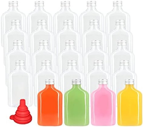 zmybcpack 24 Pack 8oz Plastic Juice Bottles with Caps, Flat Juice Bottles Bev…