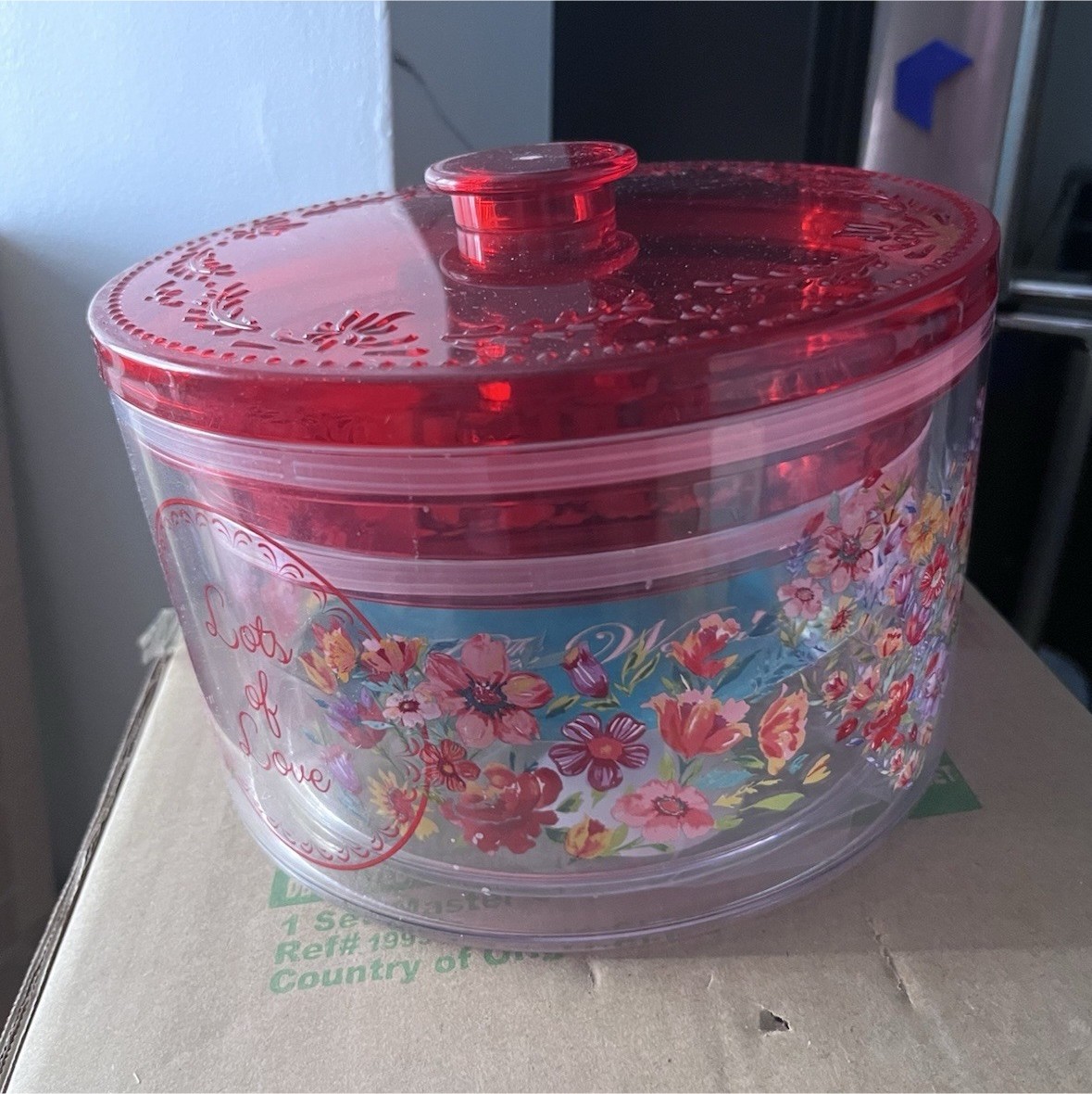 SET OF TWO The Pioneer Woman Petal Party Acrylic Round Treat Containers NEW