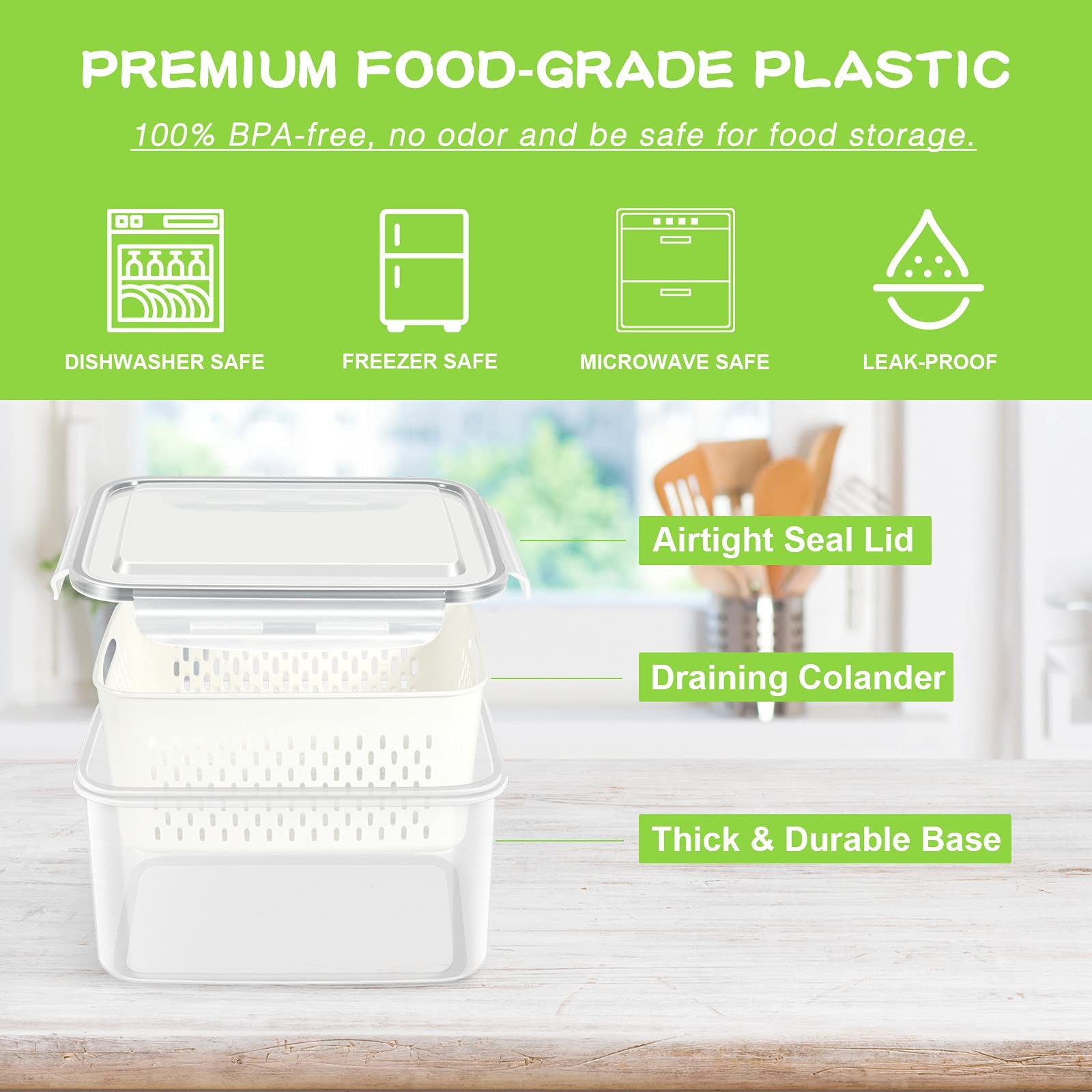TBMax Fruit Storage Containers for Fridge Organizers and Storage, 4 White