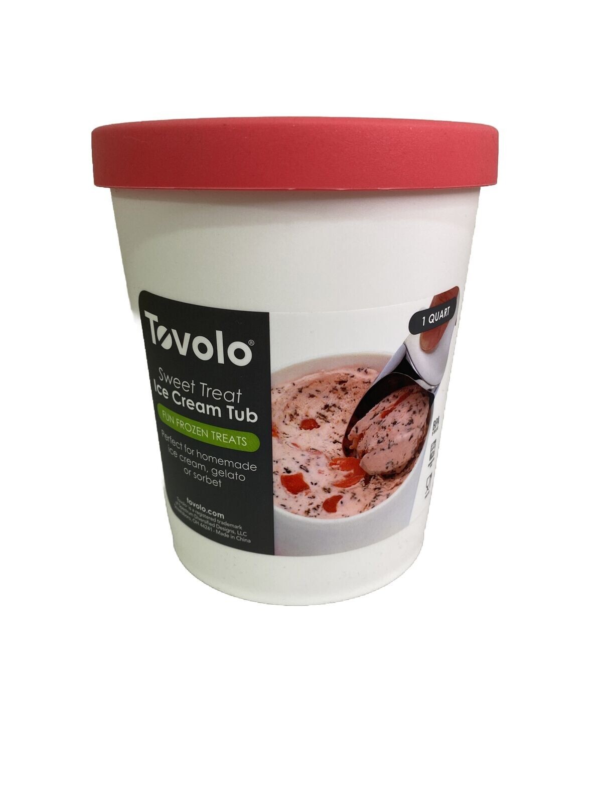 Tovolo Sweet Treat Ice Cream Tub Pink Lid 1 Quart Container Gelato Sorbet